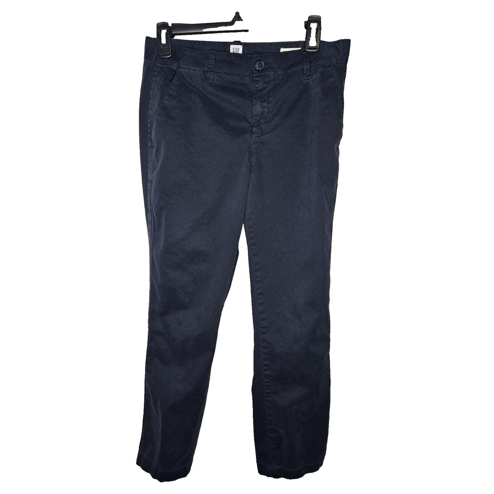 GAP Girlfriend Chinos Navy Blue Pants 2P Petite Stretch Cotton Casual Work Trous